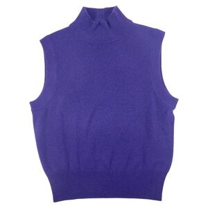 Jardin Des Orangers Cashmere Sleeveless Turtleneck Sweater Vest Purple Size M